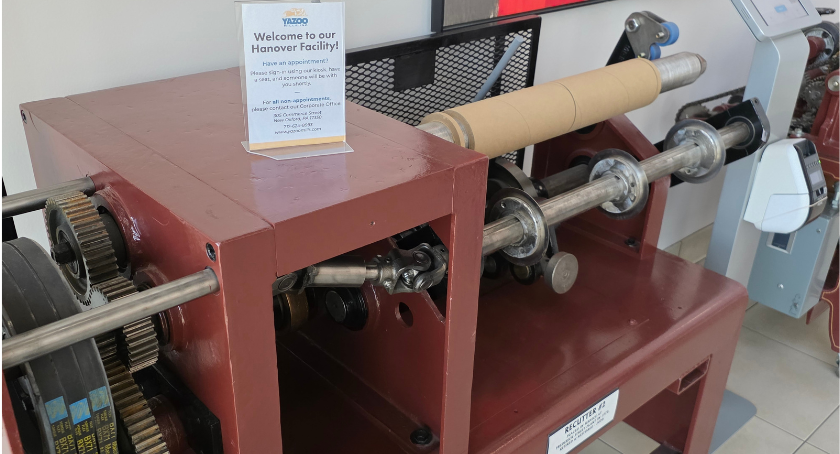 Visitors to the Hanover facility are greeting by vintage equipment.